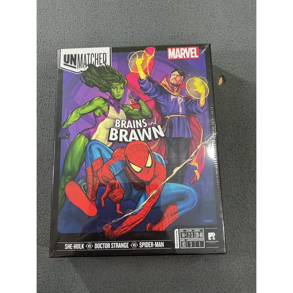Unmatched Restoration Games Brains Brawn Board Game 2023 Marvel Spiderman New